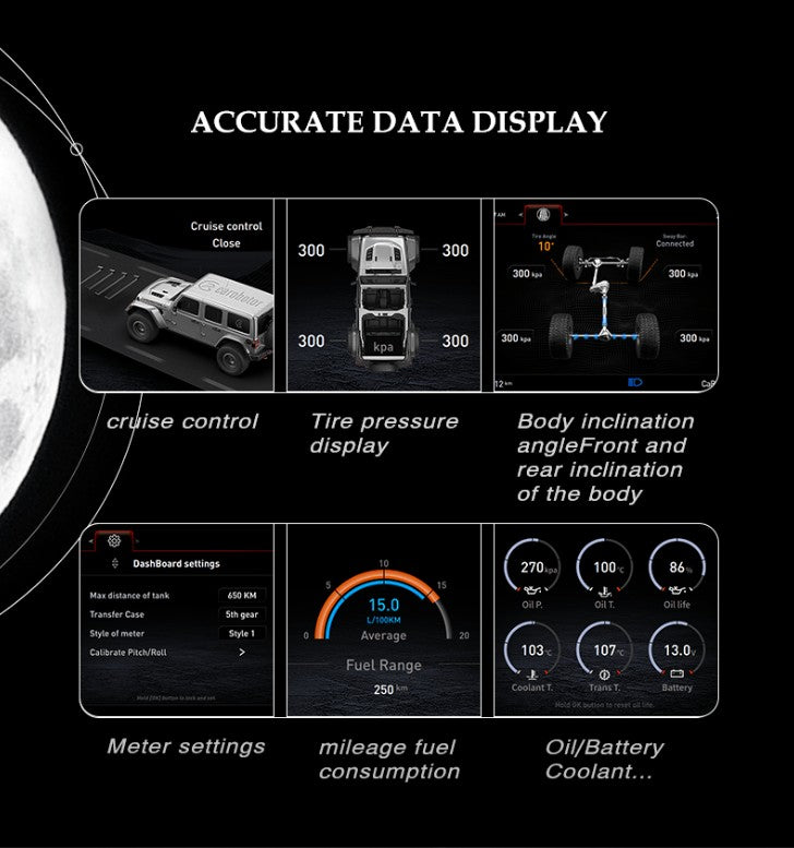Carobotor J-Max Digital Dashboard+radio All-In-One - Jeep Wrangler JL/JLU/JT 2018-2023 - 4X4 WAVERS