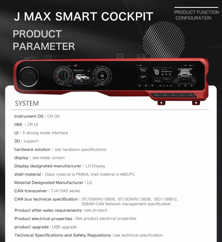 Carobotor J-Max Digital Dashboard+radio All-In-One - Jeep Wrangler JL/JLU/JT 2018-2023 - 4X4 WAVERS