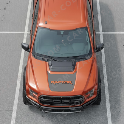 Ford F-150 Raptor Capot – Panneau de texte personnalisé tout-terrain (Vert/Gris/Bleu/Rouge/Sable/Noir + Découpe) – 2017–2025 – Vinyle découpé mat imprimé 3M ou Avery
