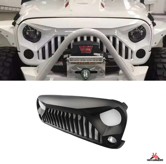 4X4WAVERS Front Grille - Angry Edition II Style - Jeep Wrangler JK/JKU 2007-2018