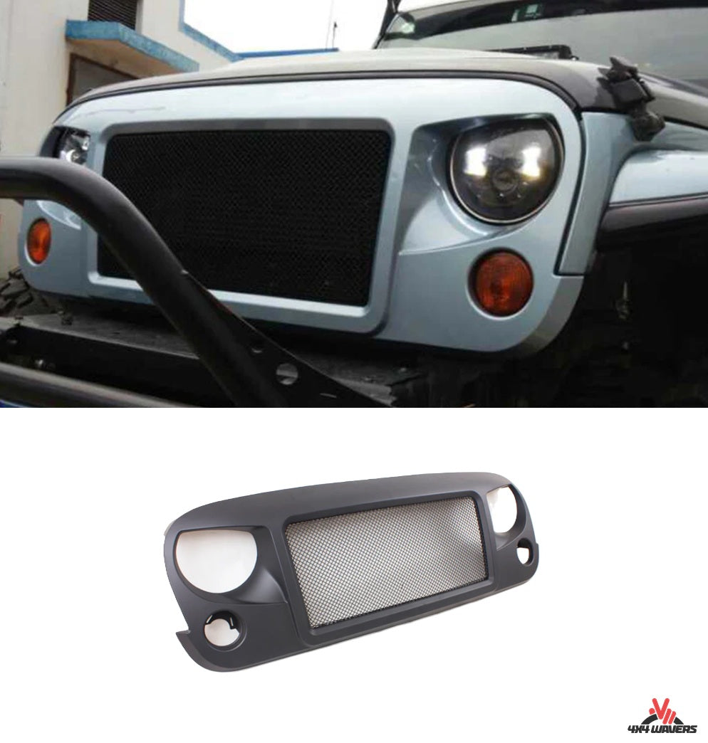 4X4WAVERS Front Grille - Classic Transparent Mesh Edition II - Jeep Wrangler JK/JKU 2007-2018