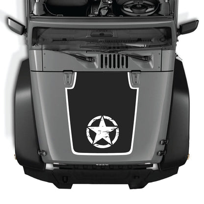 CarCode Jeep Wrangler JK/JKU hood decal Style #21, black graphic sticker for 2007-2018 Jeep Wrangler exterior customization