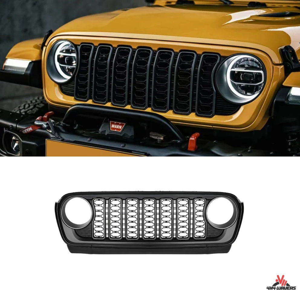 4X4WAVERS 2025 Style Upgrade Front Grille - without Front Camera Hole - Jeep Wrangler JL/JLU/4XE/Gladiator-JT 2018+