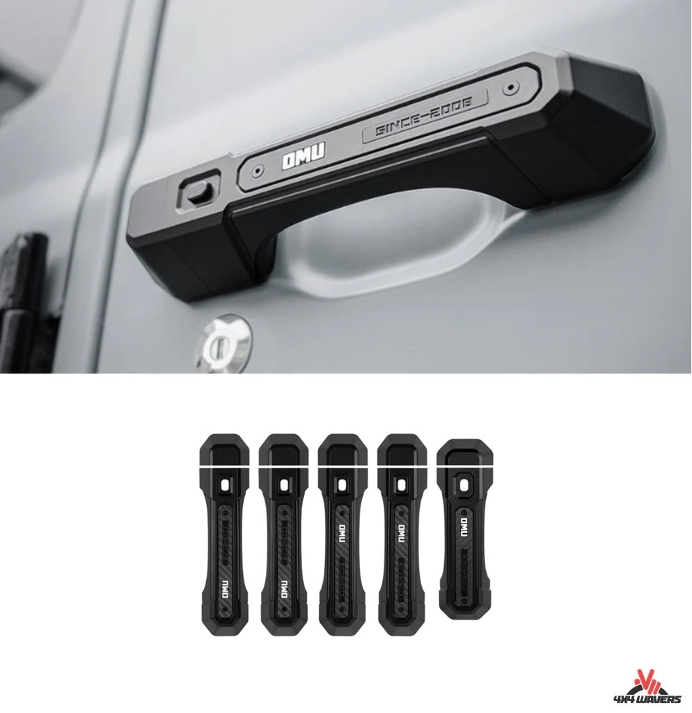Poignées de porte en fibre de carbone et aluminium OMU (ensemble de 5 poignées) - Jeep Wrangler JL/JLU/4XE/Gladiator-JT 2018+