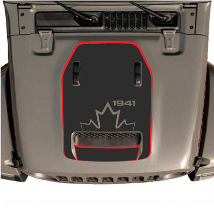 CarCode hood decal for Jeep Wrangler JL/JLU Rubicon 392 and Gladiator Mojave 2020-2026, style #77, shown on vehicle hood.