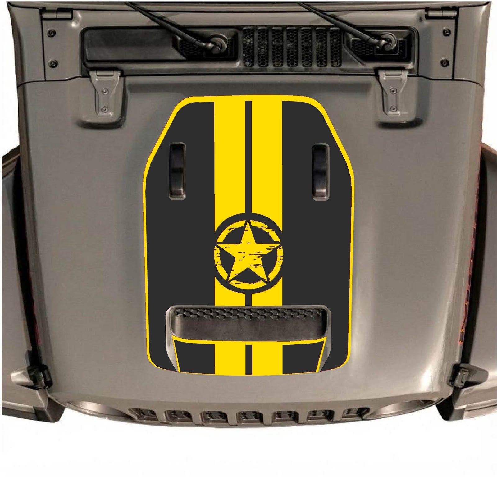 CarCode hood decal for Jeep Wrangler JL/JLU Rubicon 392 and JT Gladiator Mojave 2020-2026, style #09, shown on vehicle hood.