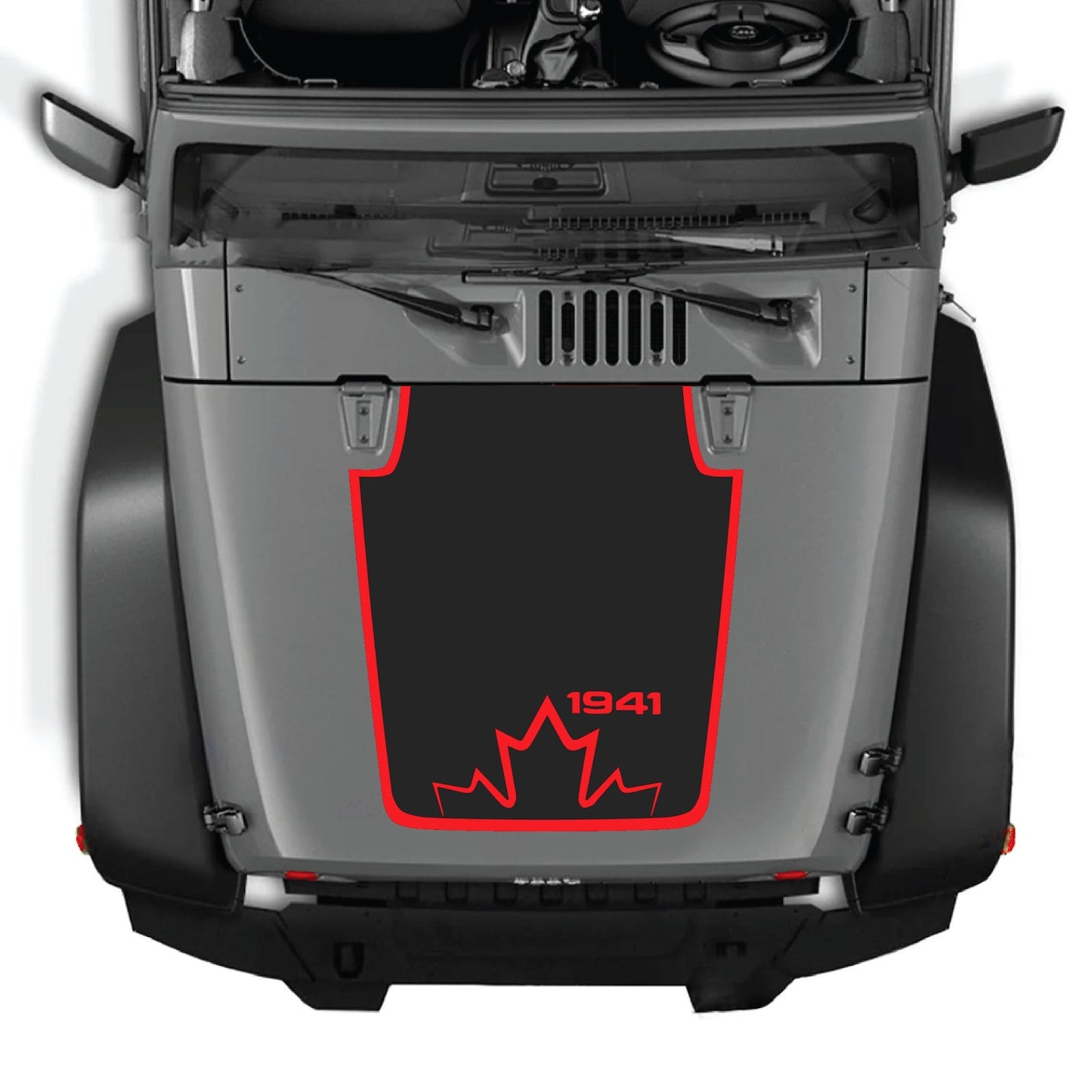 CarCode hood decal for Jeep Wrangler JK/JKU 2007-2018, style #20, featuring a bold design on the vehicle's hood.