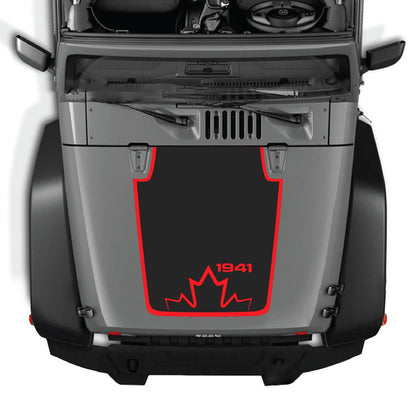CarCode hood decal for Jeep Wrangler JK/JKU 2007-2018, style #20, featuring a bold design on the vehicle's hood.