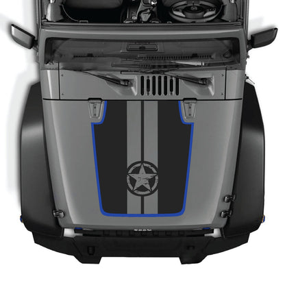 CarCode Jeep Wrangler JK/JKU hood decal style #88, black decal applied to the vehicle's hood for a custom look.