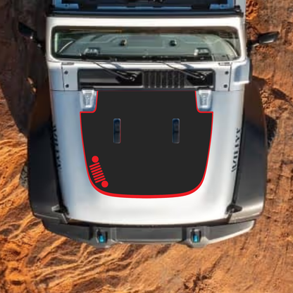 CarCode Jeep Wrangler JL and Gladiator JT hood decal, stylish #38 design on standard hood for 2018+ models