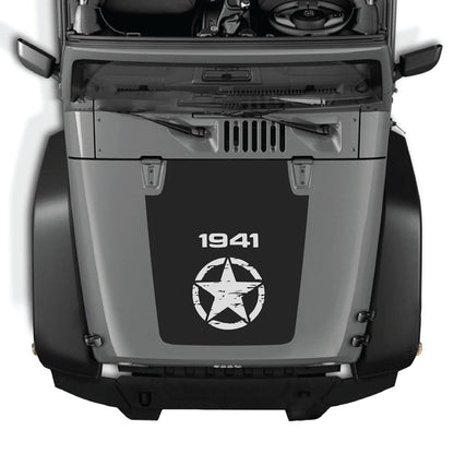 CarCode hood decal for Jeep Wrangler JK/JKU 2007-2018, style #14, black graphic design on vehicle hood