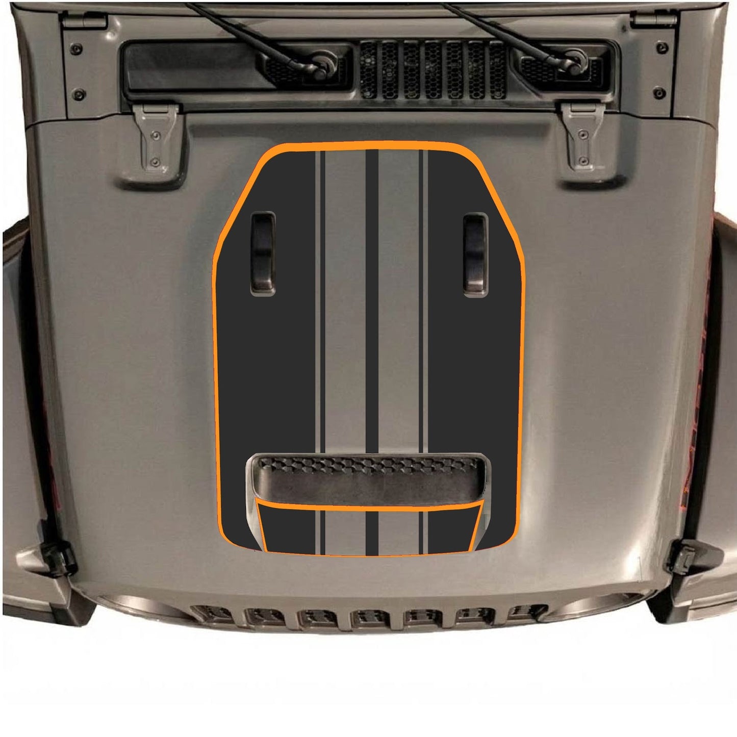 CarCode hood decal for Jeep Wrangler JL/JLU Rubicon 392 and JT Gladiator Mojave 2020-2026, style #74, shown on vehicle hood.