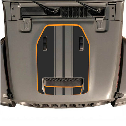 CarCode hood decal for Jeep Wrangler JL/JLU Rubicon 392 and JT Gladiator Mojave 2020-2026, style #74, shown on vehicle hood.