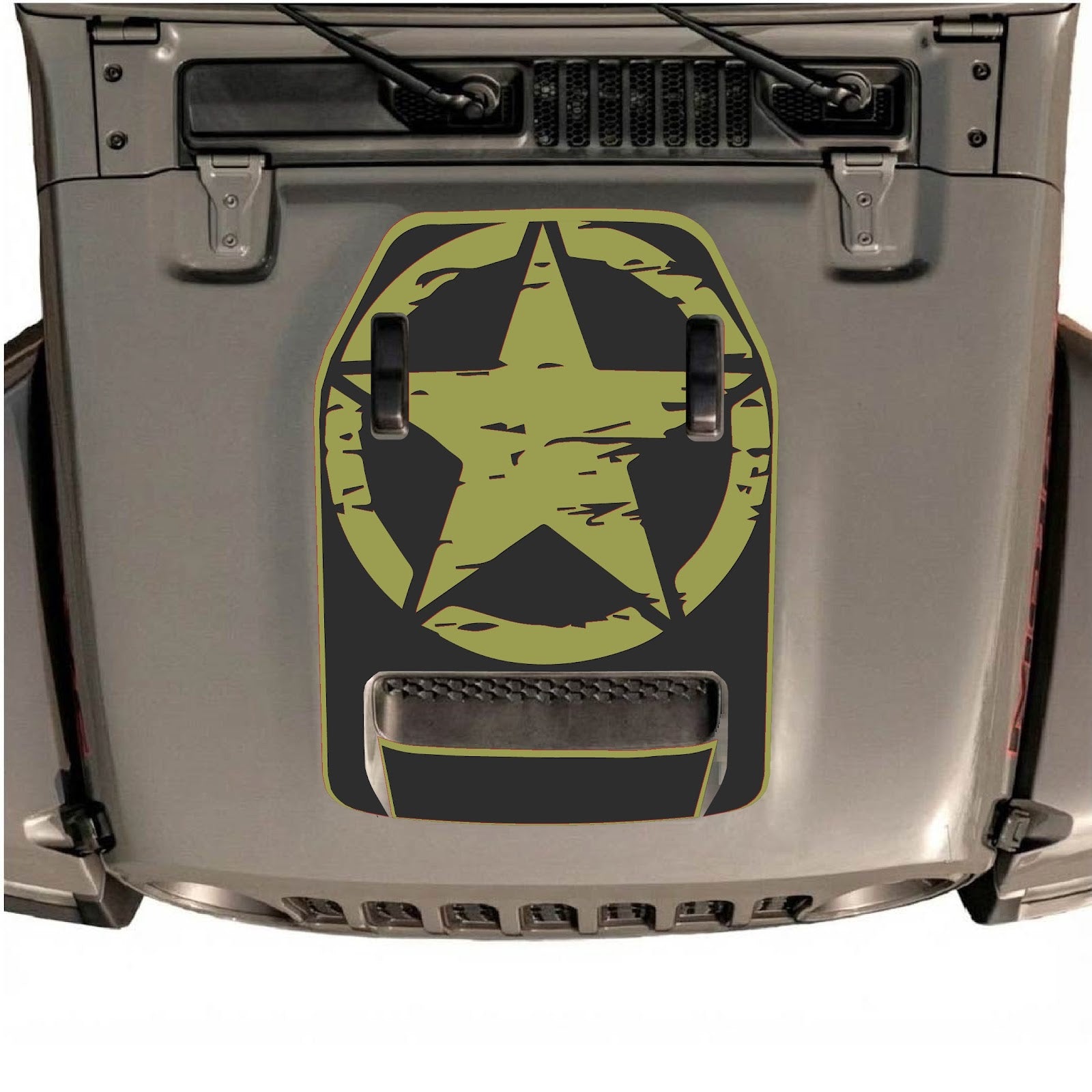 CarCode hood decal for Jeep Wrangler JL/JLU Rubicon 392 and JT Gladiator Mojave 2020-2026, style #35, shown on vehicle hood.