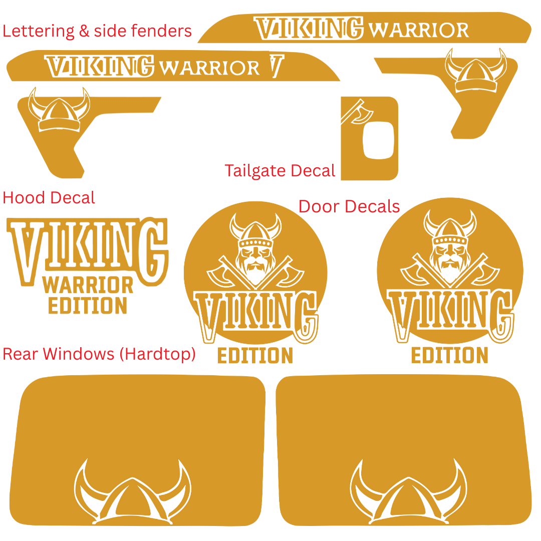 CARCODE Full Body Decal Kit - Viking Warrior Edition - For Jeep Wrangler JL/JLU 2018+ – Hood, Fender, Door, Rear Window and Tailgate Graphics – 2 Color Vinyl