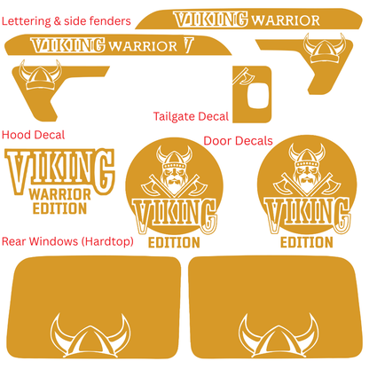 CARCODE Full Body Decal Kit - Viking Warrior Edition - For Jeep Wrangler JL/JLU 2018+ – Hood, Fender, Door, Rear Window and Tailgate Graphics – 2 Color Vinyl