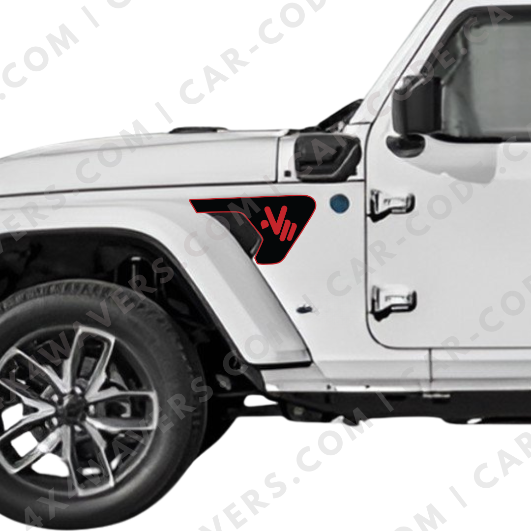CARCODE Fender Insert Decal/Sticker - Wave Style Graphic Kit - For Jeep Wrangler/Gladiator JL/JLU/JT 2018+ - Premium Vinyl