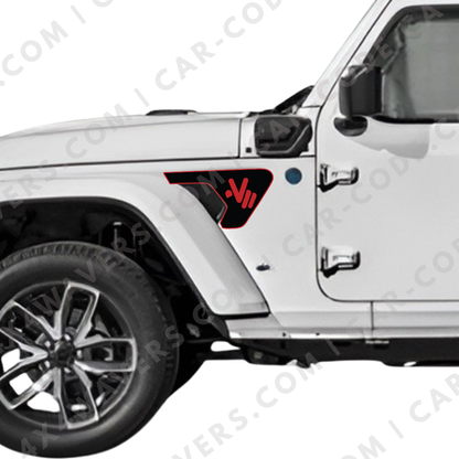 CARCODE Fender Insert Decal/Sticker - Wave Style Graphic Kit - For Jeep Wrangler/Gladiator JL/JLU/JT 2018+ - Premium Vinyl