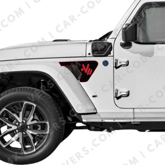 CARCODE Fender Insert Decal/Sticker - Wave Style Graphic Kit - For Jeep Wrangler/Gladiator JL/JLU/JT 2018+ - Premium Vinyl