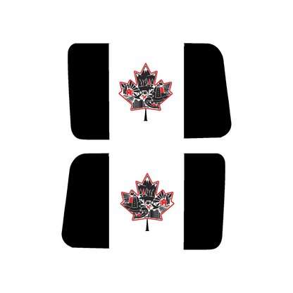 Canada Rear Side Window Flag Decal (Collage Maple Leaf) for Wrangler JL/JLU/JK/JKU/4xe – HARDTOP ONLY – Black/Grey – 3M Printed + Matte Lam