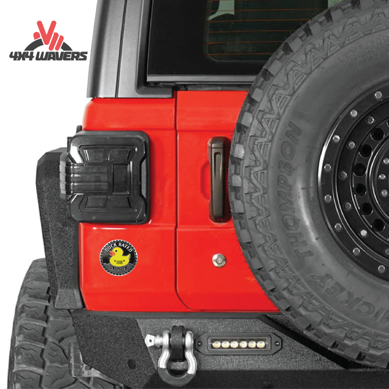 4x4wavers Offroad 4X4 Rated Aluminum Badge Decal, 4X4 3D Emblem - Jeep Duck Rated Style Design - 4X4 WAVERS