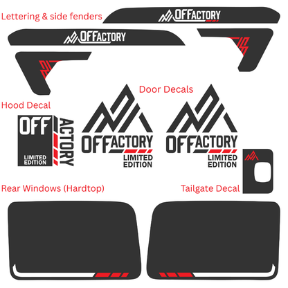 CARCODE Full Body Decal Kit - OFFACTORY Limited Edition - For Jeep Wrangler JL / JLU 2018+ - Hood, Fender, Door, Rear Window and Tailgate Graphics - Premium Vinyl