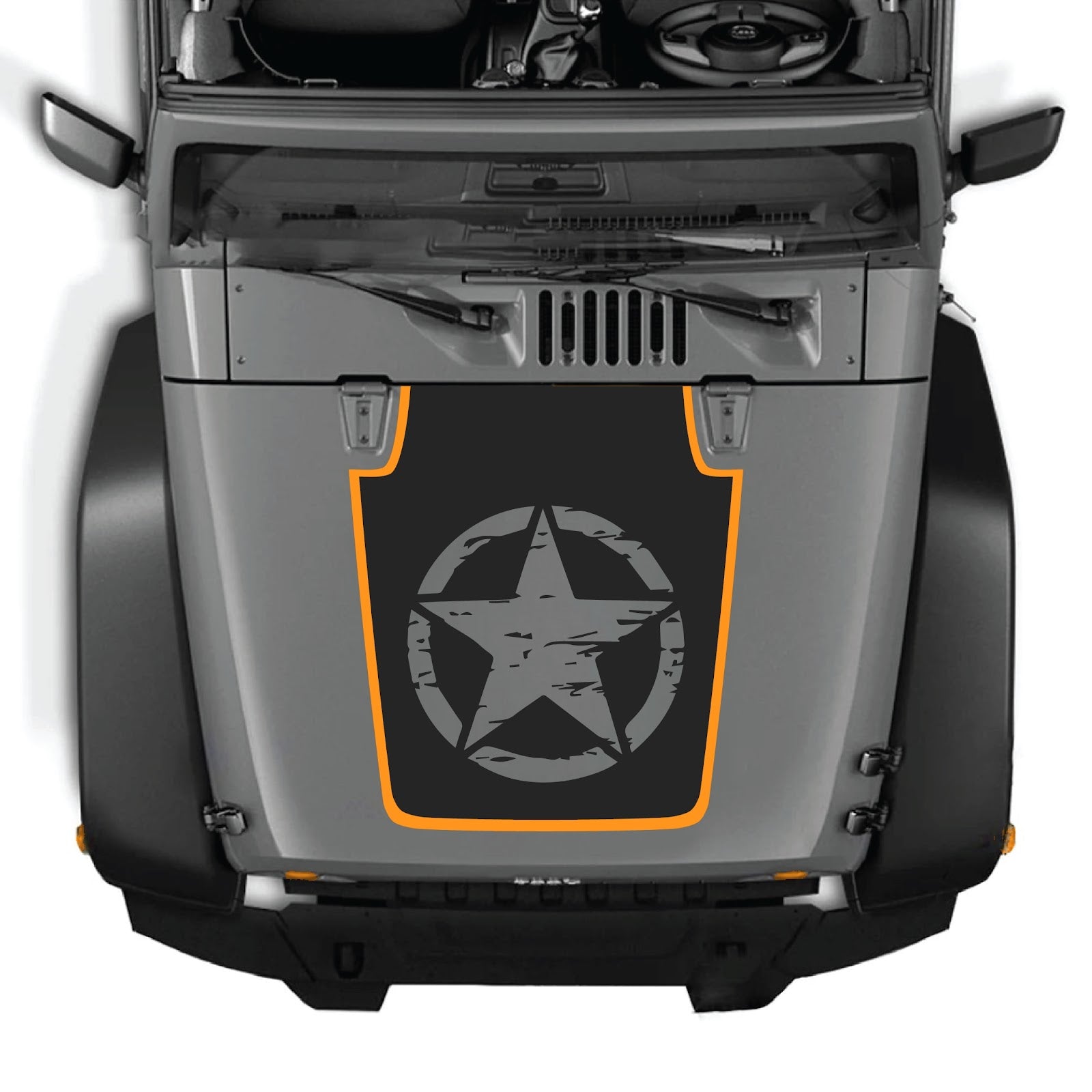 CarCode hood decal for Jeep Wrangler JK/JKU 2007-2018, Style #78, featuring bold black graphic design on vehicle's hood.