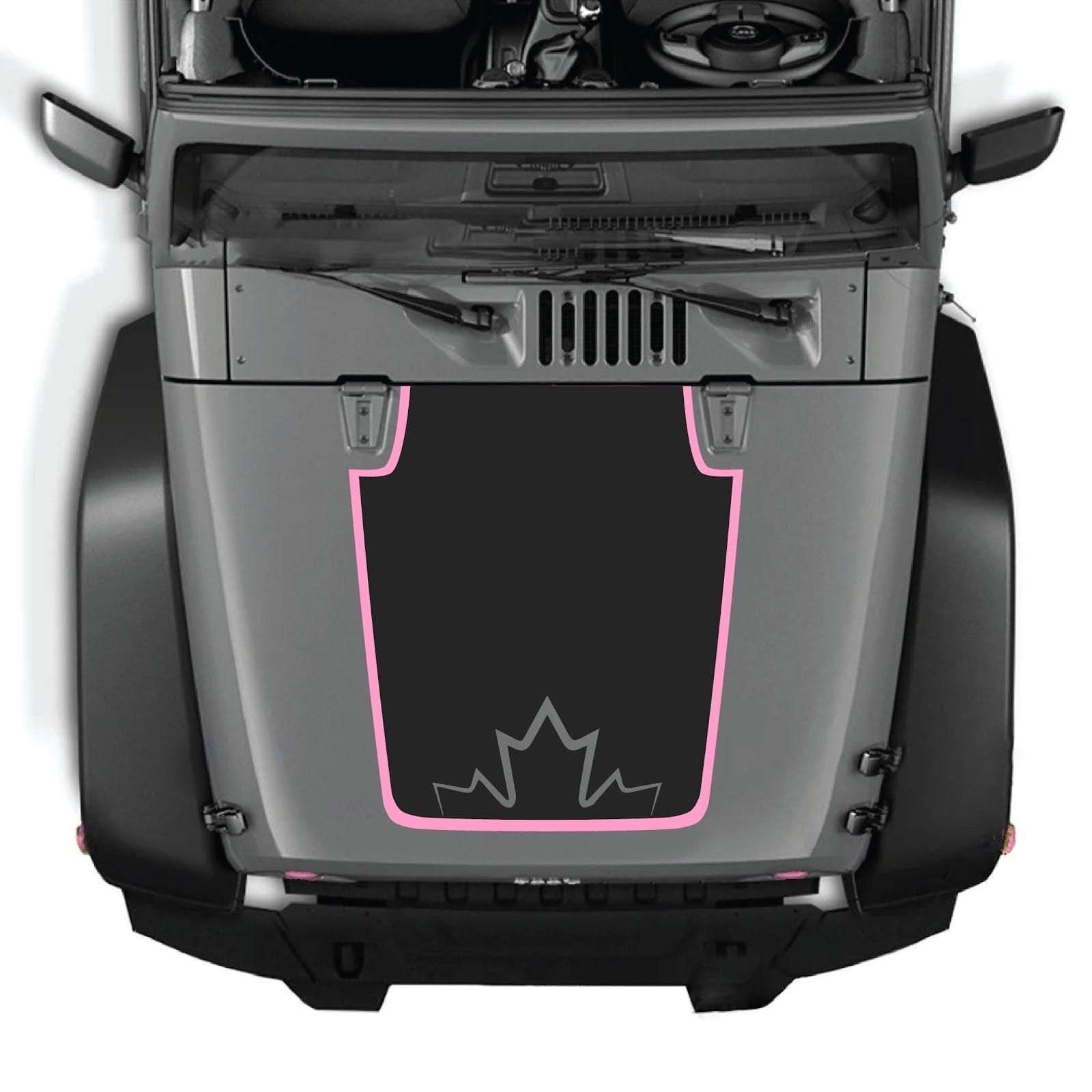 Jeep Wrangler JK/JKU hood decal by CarCode, style #73, black graphic design on the vehicle's hood for a custom look.