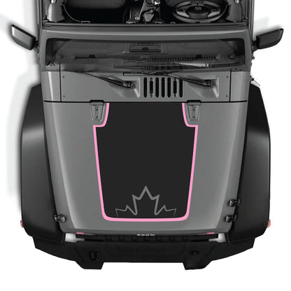 Jeep Wrangler JK/JKU hood decal by CarCode, style #73, black graphic design on the vehicle's hood for a custom look.