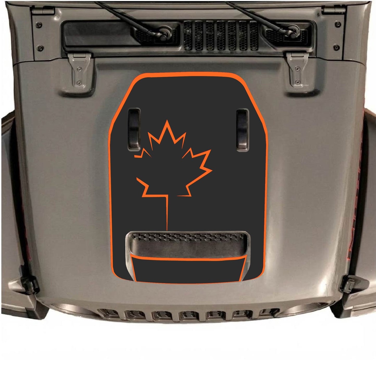 CarCode hood decal for Jeep Wrangler JL/JLU Rubicon 392 and Gladiator Mojave 2020-2026, style #23, shown on vehicle hood.