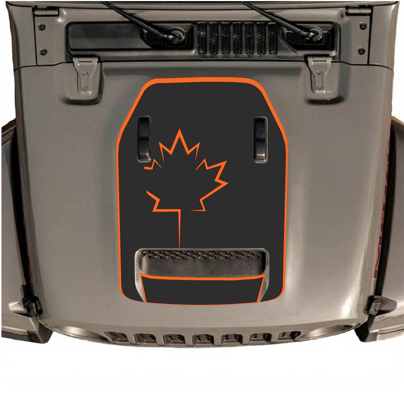 CarCode hood decal for Jeep Wrangler JL/JLU Rubicon 392 and Gladiator Mojave 2020-2026, style #23, shown on vehicle hood.