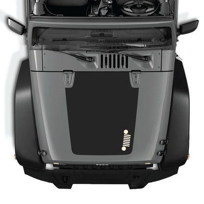 Jeep Wrangler JK hood decal by CarCode, style #39, in black with bold design applied to vehicle's hood.