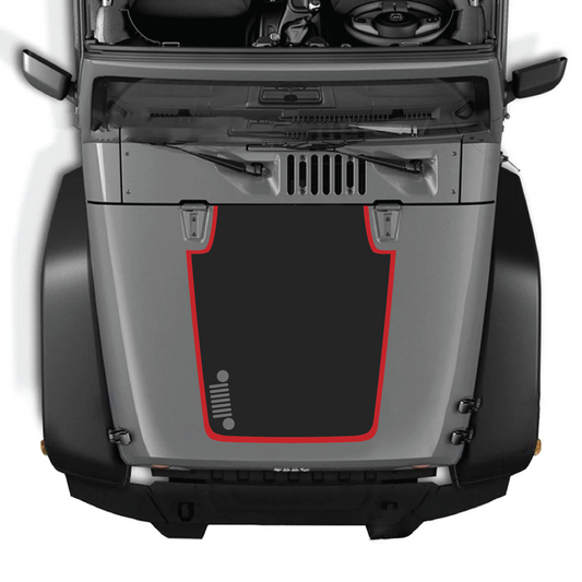 CarCode Jeep Wrangler JK/JKU hood decal style #81, black graphic sticker for 2007-2018 Jeep Wrangler exterior customization