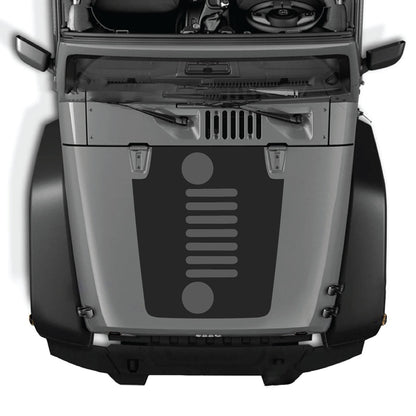 CarCode hood decal for Jeep Wrangler JK/JKU 2007-2018, style #51, featuring bold graphic design on the vehicle's hood.