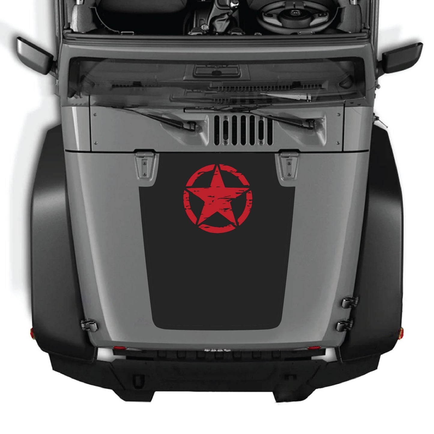 CarCode hood decal for Jeep Wrangler JK/JKU 2007-2018, style #45, featuring bold black and white design on vehicle hood.
