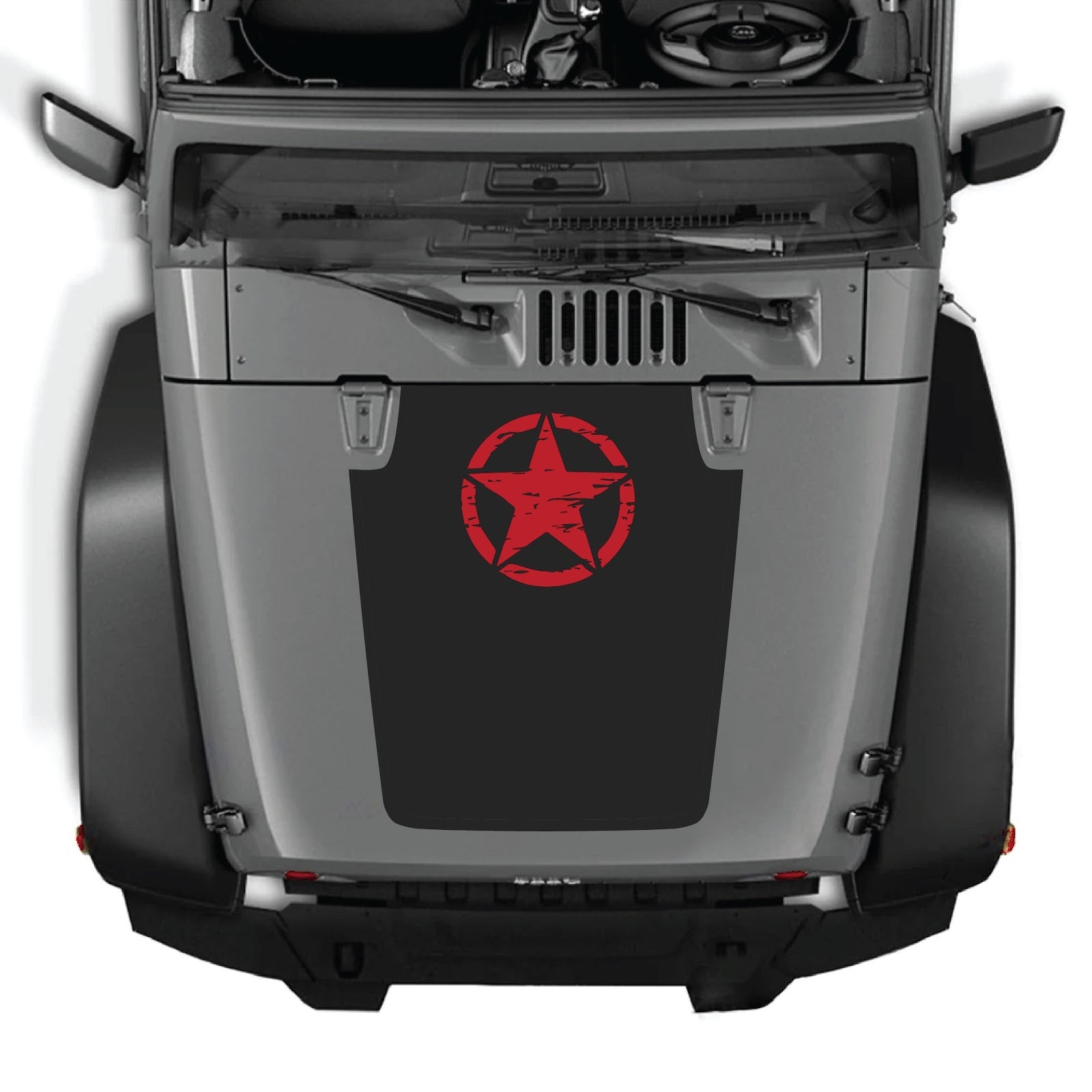 CarCode hood decal for Jeep Wrangler JK/JKU 2007-2018, style #45, featuring bold black and white design on vehicle hood.