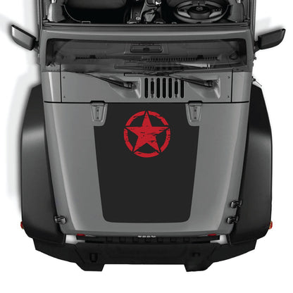 CarCode hood decal for Jeep Wrangler JK/JKU 2007-2018, style #45, featuring bold black and white design on vehicle hood.