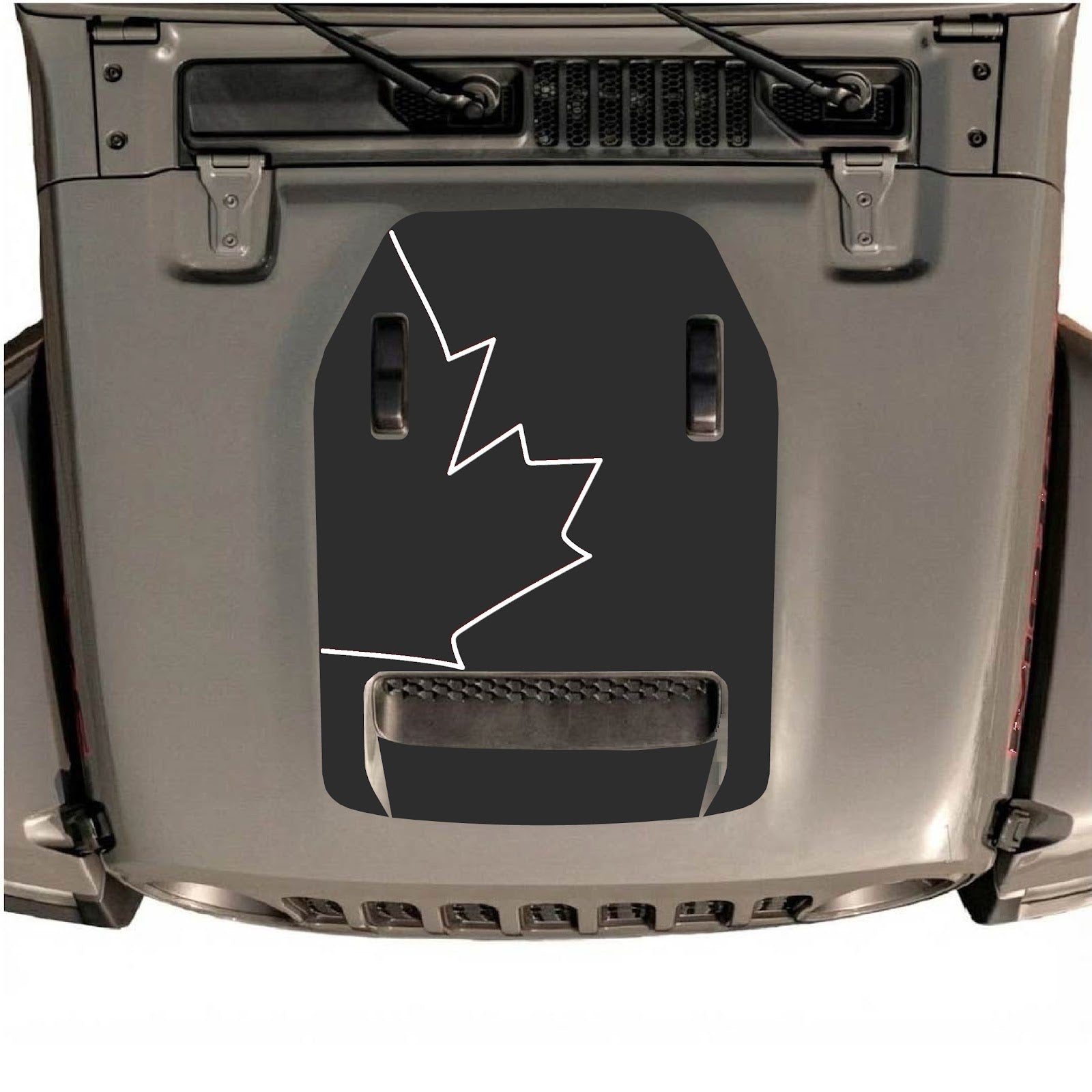 CarCode hood decal for Jeep Wrangler JL/JLU Rubicon 392 and Gladiator Mojave 2020-2026, style #28, shown on vehicle hood.