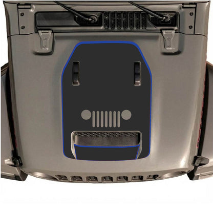 CarCode hood decal for Jeep Wrangler JL/JLU Rubicon 392 and JT Gladiator Mojave 2020-2026, style #93, black and white design visible on vehicle hood.