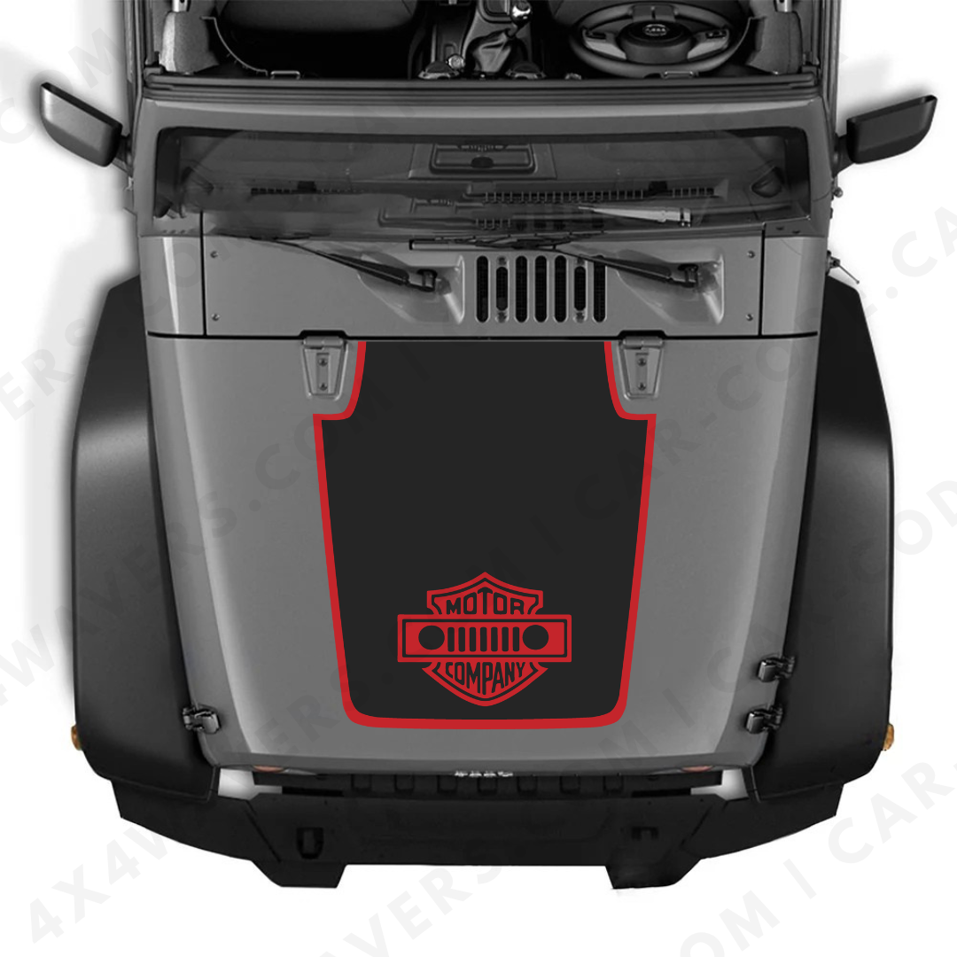 4x4wavers Decal Sticker Kit for JK Hood MOTOR COMPANY Style – Vinyl Car Decals for Jeep Wrangler Models – Made in Canada - 4X4 WAVERS