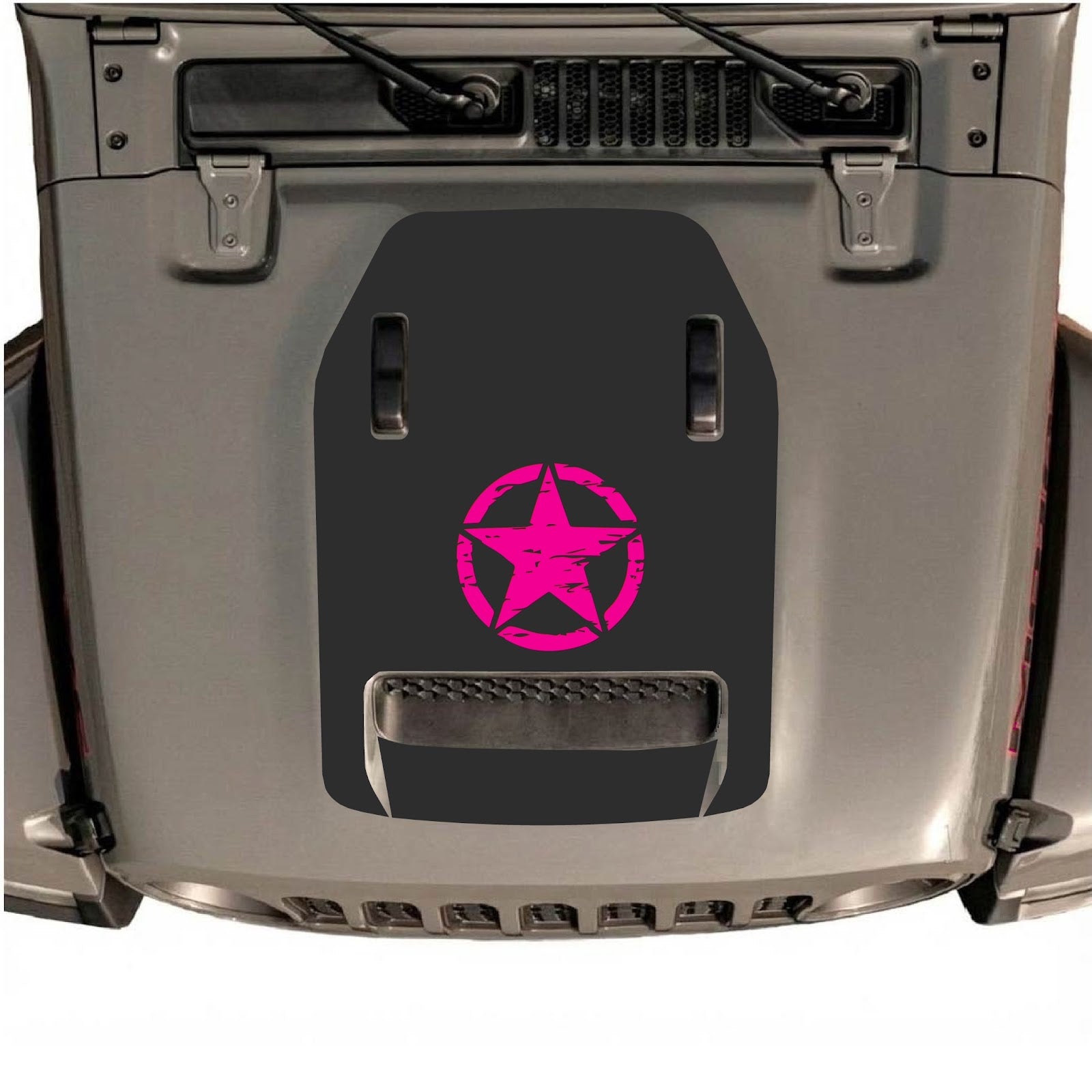 CarCode hood decal for Jeep Wrangler JL/JLU Rubicon 392 and Gladiator Mojave 2020-2026, style #46, shown on vehicle hood