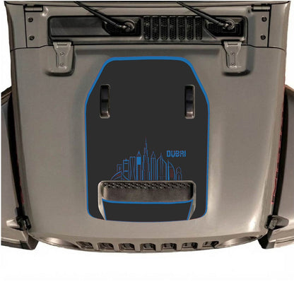 CarCode hood decal for Jeep Wrangler JL/JLU Rubicon 392 and JT Gladiator Mojave 2020-2026, style #13, shown on vehicle hood.