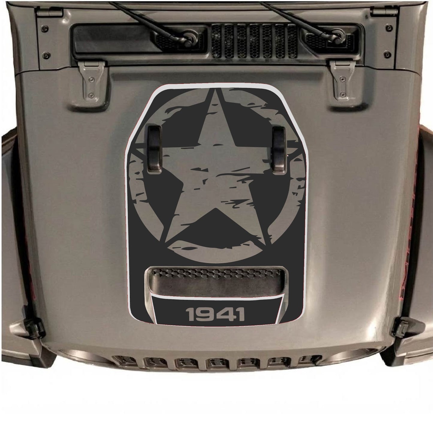 CarCode hood decal for Jeep Wrangler JL/JLU Rubicon 392 and JT Gladiator Mojave 2020-2026, style #85, featuring bold black design.