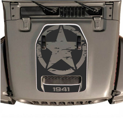 CarCode hood decal for Jeep Wrangler JL/JLU Rubicon 392 and JT Gladiator Mojave 2020-2026, style #85, featuring bold black design.