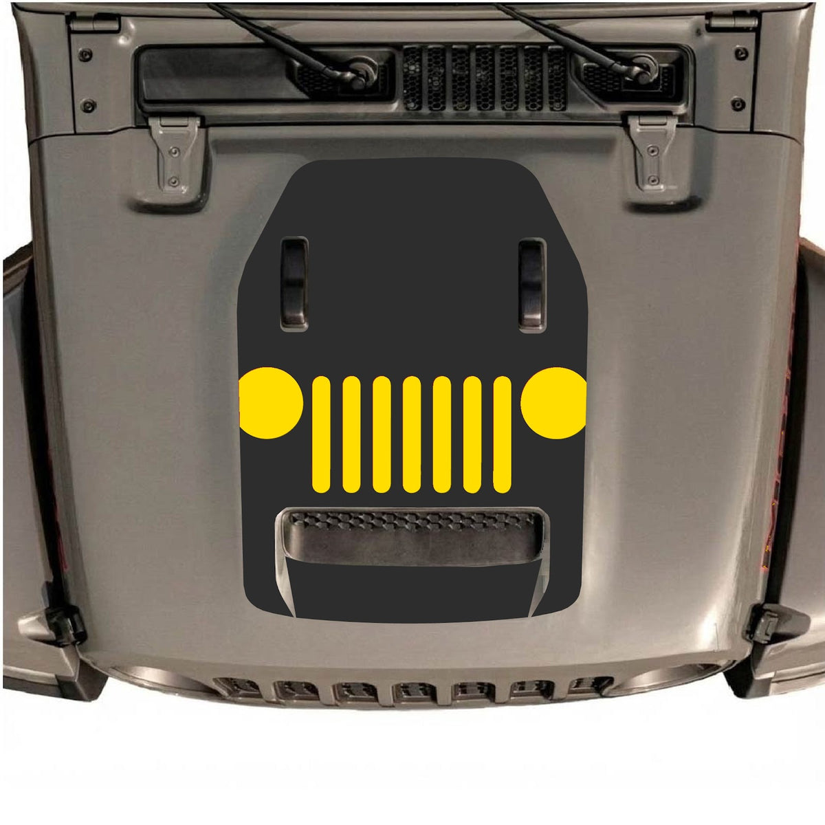 CarCode hood decal for Jeep Wrangler JL/JLU Rubicon 392 and JT Gladiator Mojave 2020-2026, style #04, shown on vehicle hood.