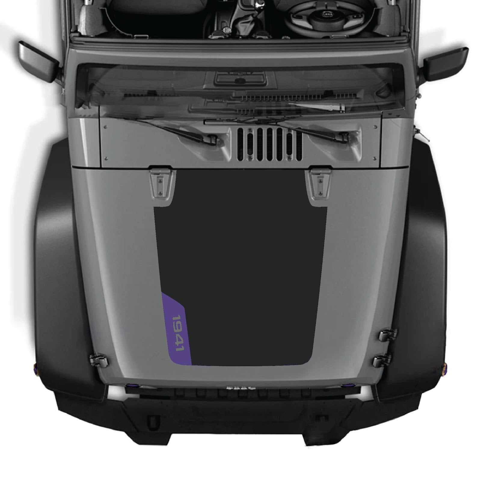 CarCode hood decal for Jeep Wrangler JK/JKU 2007-2018, style #85, showcasing the custom design on the vehicle's hood.