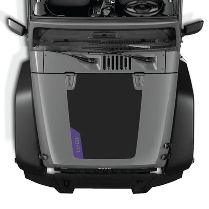 CarCode hood decal for Jeep Wrangler JK/JKU 2007-2018, style #85, showcasing the custom design on the vehicle's hood.