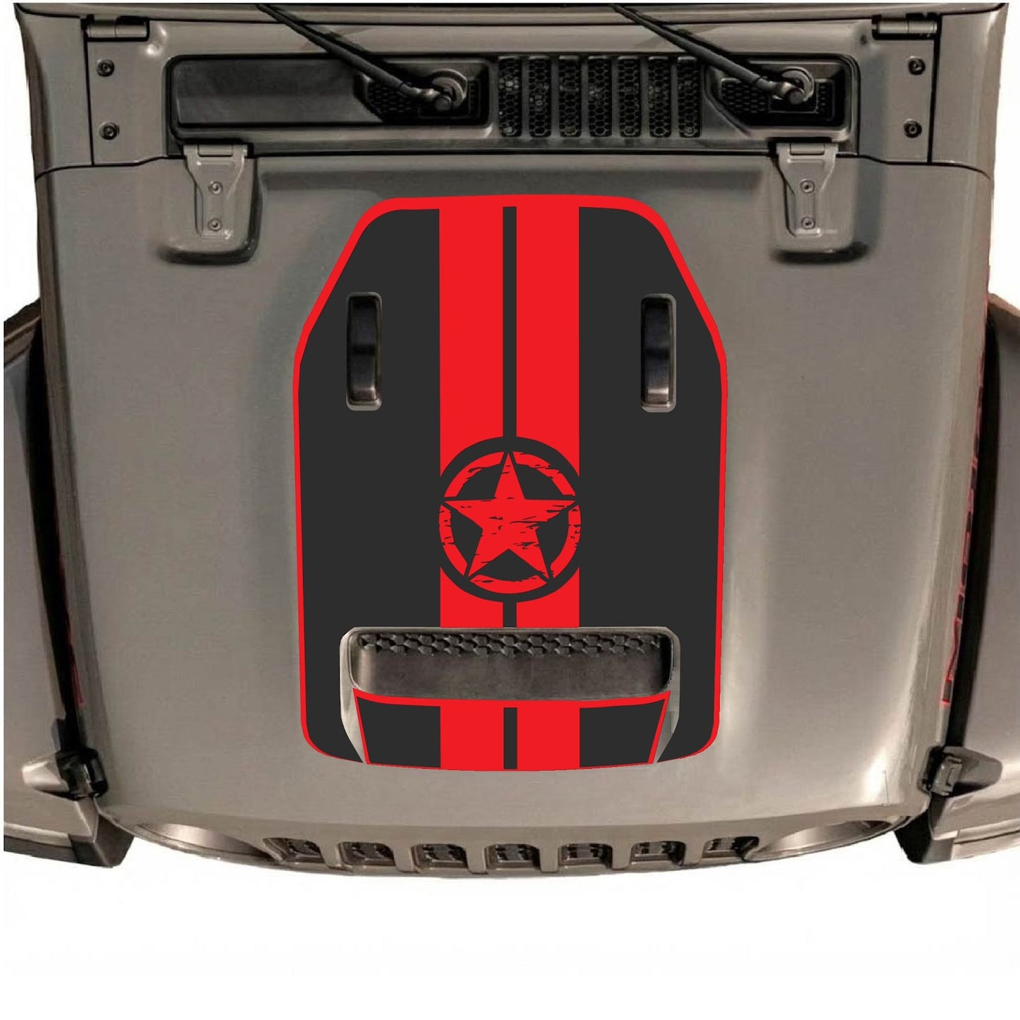 Jeep Wrangler JL/JLU Rubicon 392 or Gladiator Mojave hood decal by CarCode, style #09, featuring bold graphic design on vehicle hood.