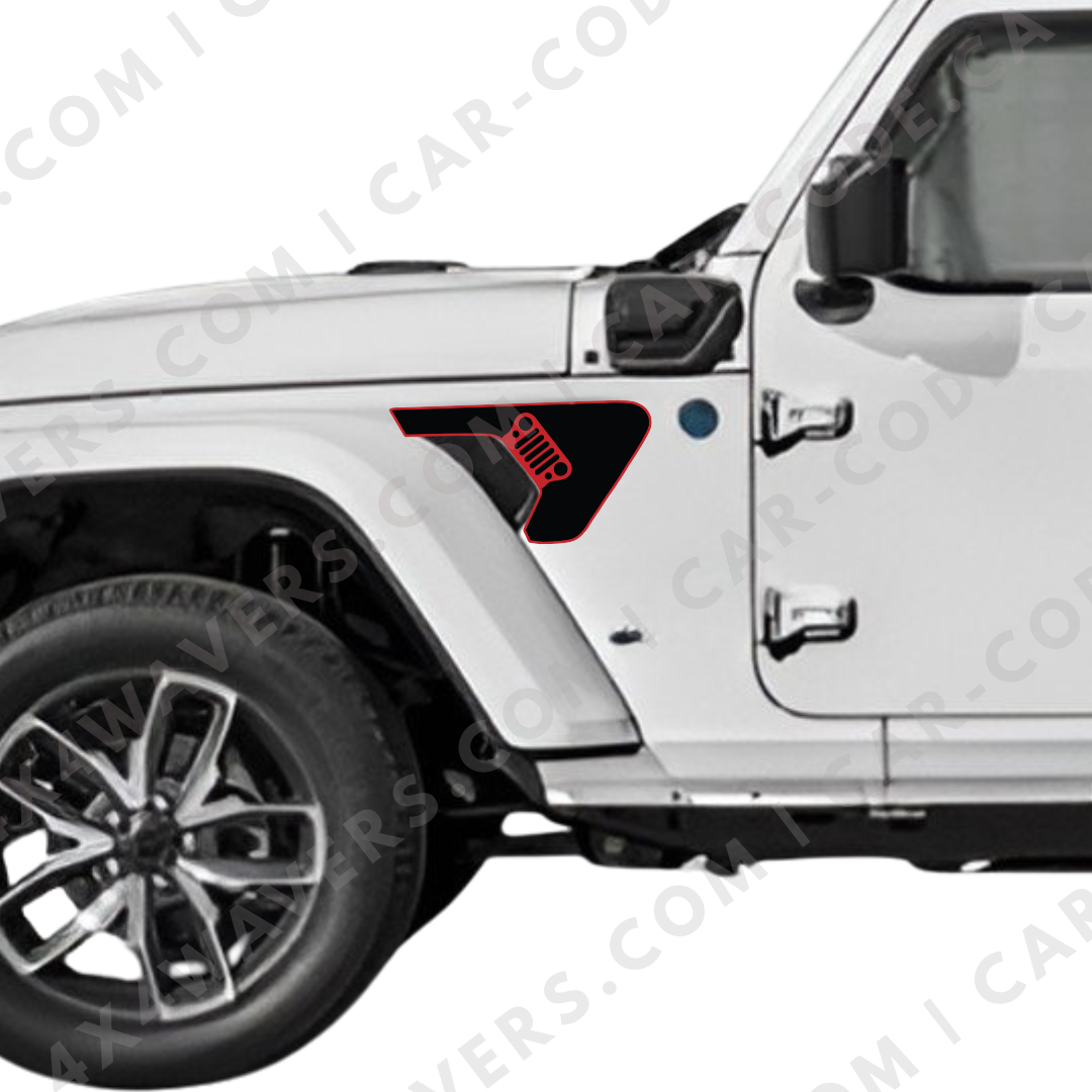 CARCODE Fender Insert Decal/Sticker - Grille Style Graphic Kit - For Jeep Wrangler/Gladiator JL/JLU/JT 2018+ - Premium Vinyl