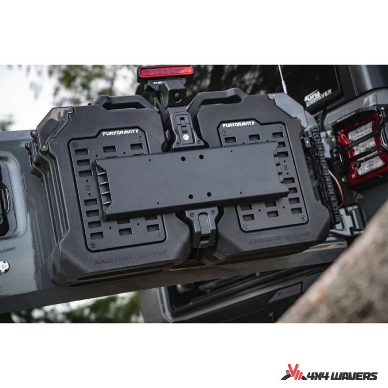 4x4wavers Fury Aluminum Multifunction Box - &nbsp;Tailgate Equipment Integrated Set - Rear Integrated Kit with 2 Gas Cans Tanks and storage with numeric locks - 4X4 WAVERS